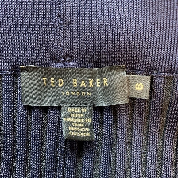NWOT Ted Baker | Yadira Trousers Ribbed Knit High Rise Navy Blue 6 - Picture 5 of 8